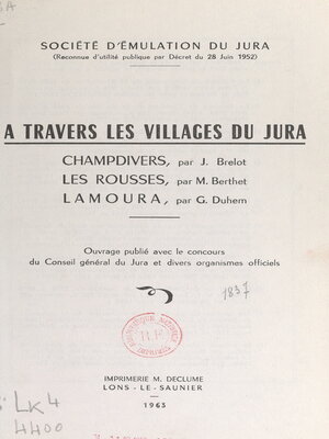cover image of À travers les villages du Jura